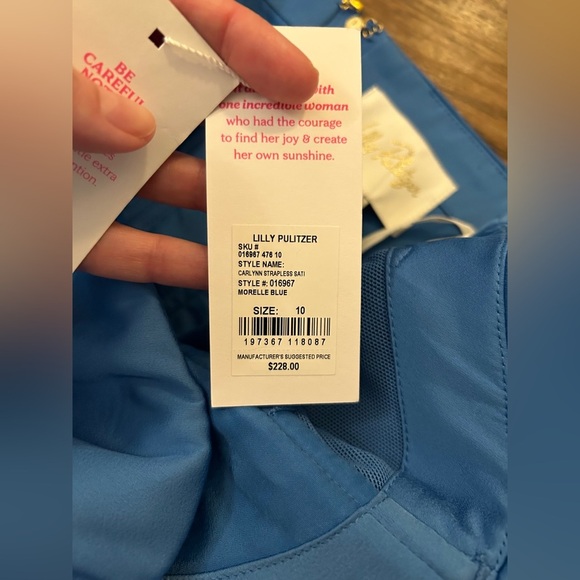 Lilly Pulitzer CARLYNN STRAPLESS BOW DRESS – MORELLE BLUE. Size 10 - Picture 6 of 8